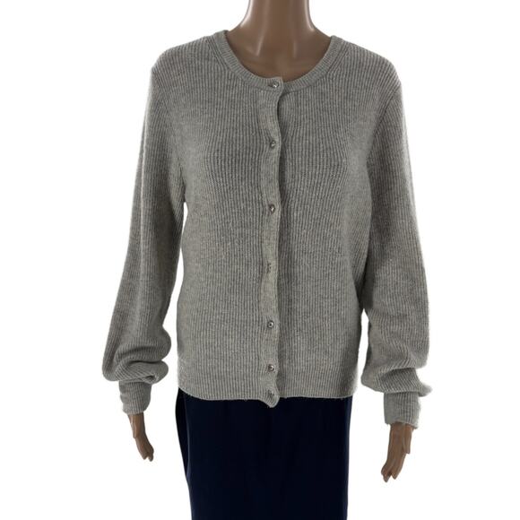 J. Crew Dusk Gray Jeweled Button Down Ribbed Cardigan Sweater - Picture 5 of 12